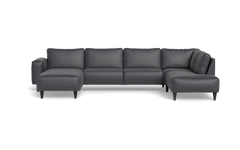 Solution 2701 sofa med chaiselong og open end - Semianilin/spalt læder - Anthracite - Venstrevendt