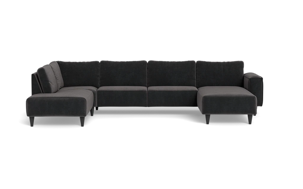 Solution 2701 sofa med chaiselong og open end - Adore velour - Anthracite - Højrevendt