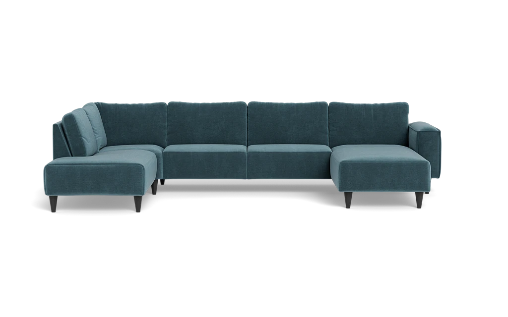 Solution 2701 sofa med chaiselong og open end - Adore velour - Petrol - Højrevendt