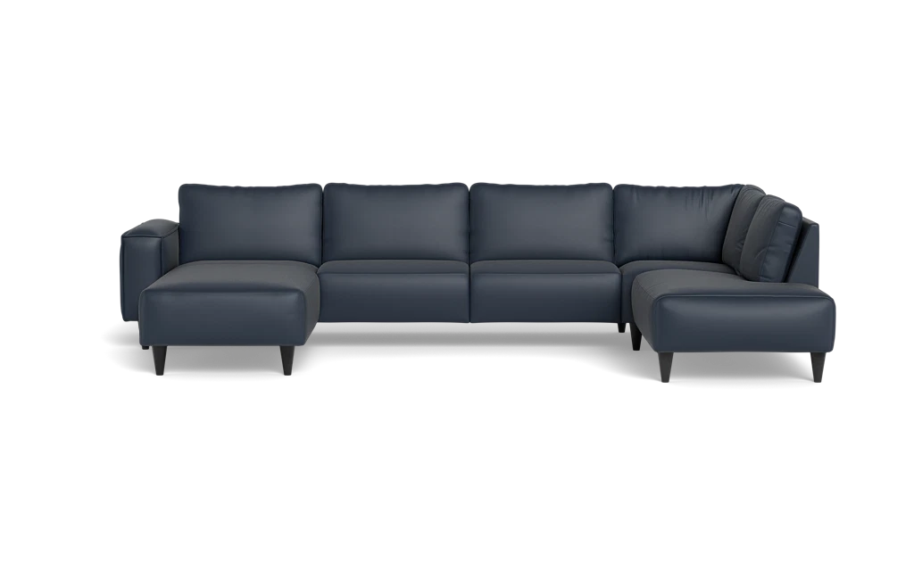 Solution 2701 sofa med chaiselong og open end - Semianilin/spalt læder - Blue - Venstrevendt