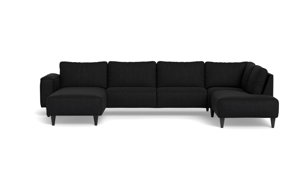 Solution 2701 sofa med chaiselong og open end - Vila stof - Black - Venstrevendt