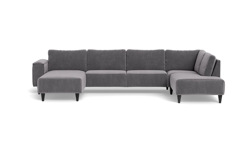 Solution 2701 sofa med chaiselong og open end - Adore velour - Dolphin - Venstrevendt