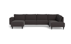 Solution 2701 sofa med chaiselong og open end - Bloq stof - Antracite - Venstrevendt