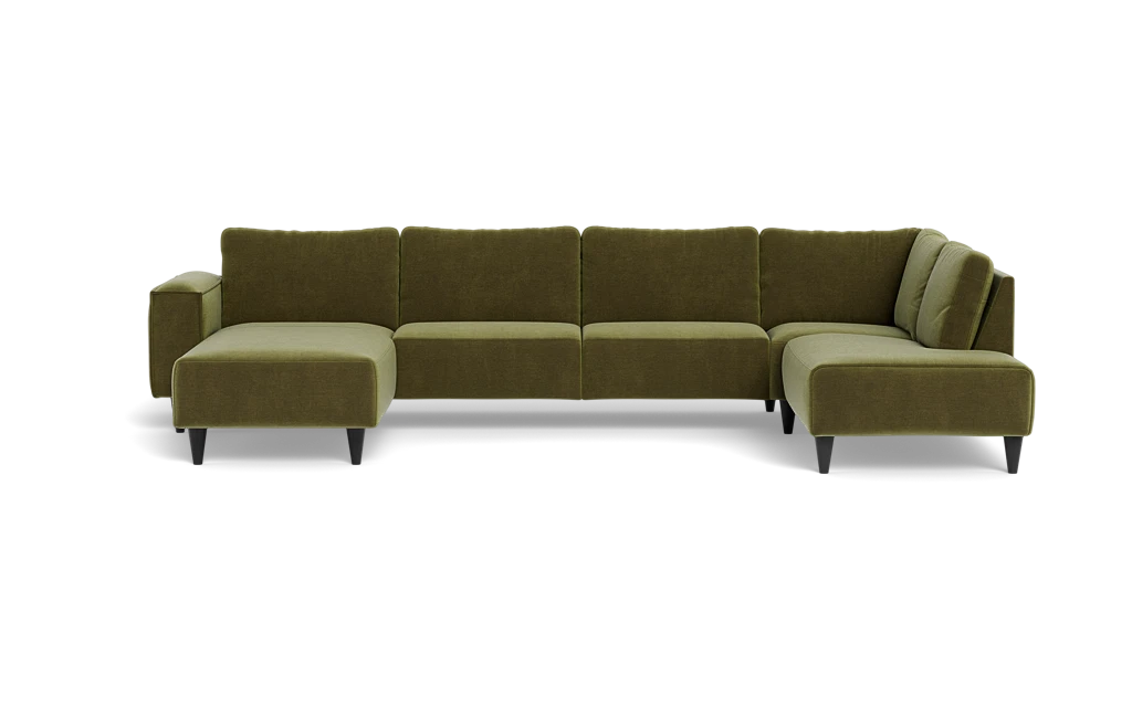 Solution 2701 sofa med chaiselong og open end - Adore velour - Moss - Venstrevendt