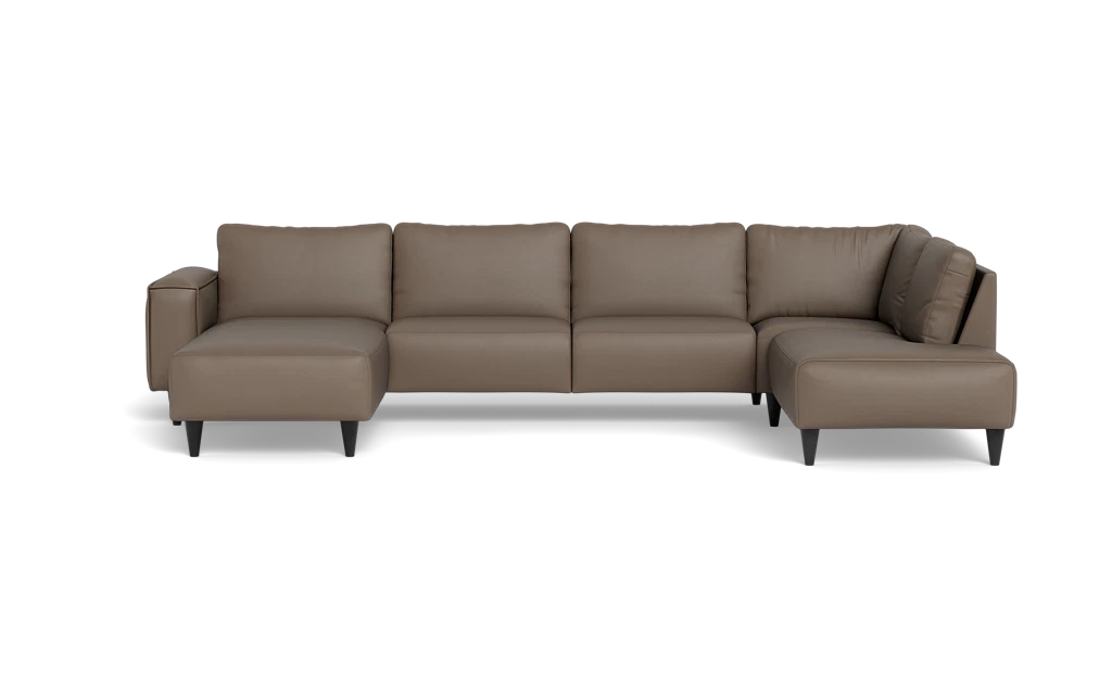 Solution 2701 sofa med chaiselong og open end - Soleda/spalt læder - Muskat - Venstrevendt