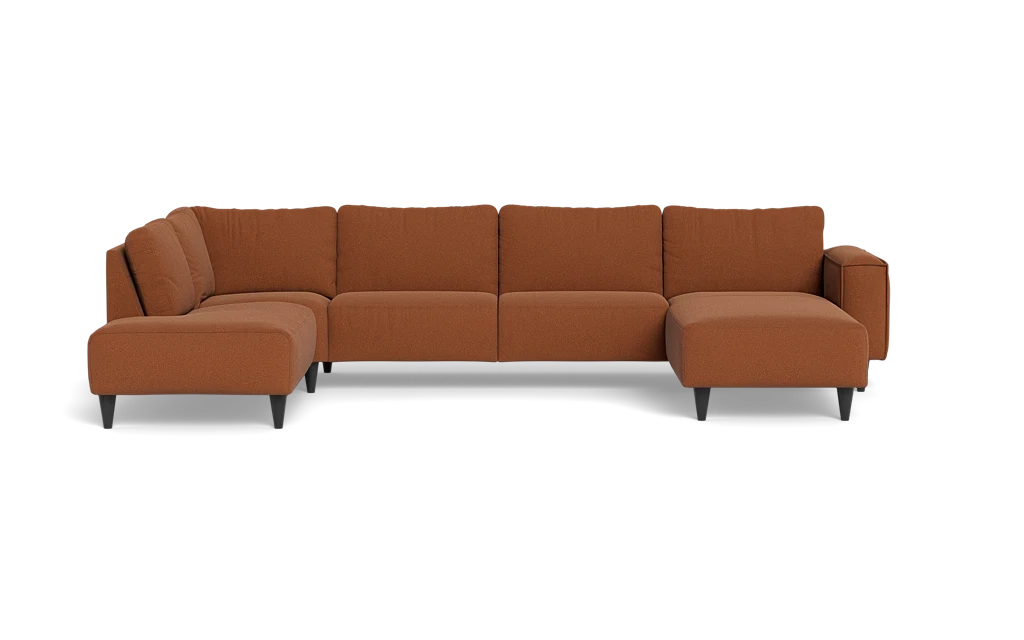 Solution 2701 sofa med chaiselong og open end - Bloq stof - Cognac - Højrevendt
