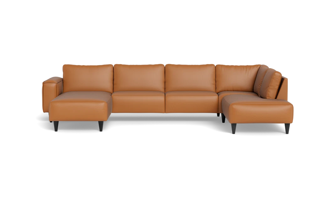 Solution 2701 sofa med chaiselong og open end - Anilux læder - Brandy - Venstrevendt