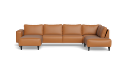 Solution 2701 sofa med chaiselong og open end - Anilux læder - Brandy - Venstrevendt