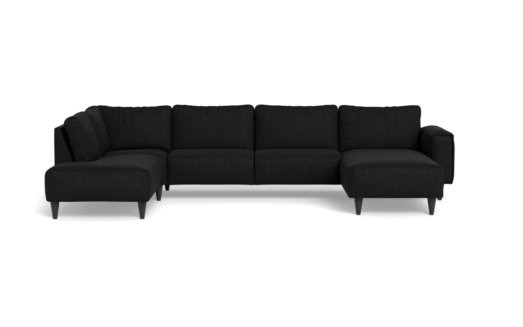 Solution 2701 sofa med chaiselong og open end - Vila stof - Black - Højrevendt