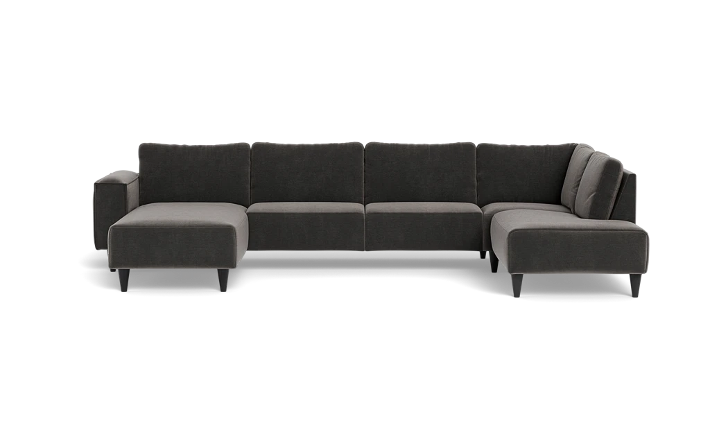 Solution 2701 sofa med chaiselong og open end - Adore velour - Dark Grey - Venstrevendt