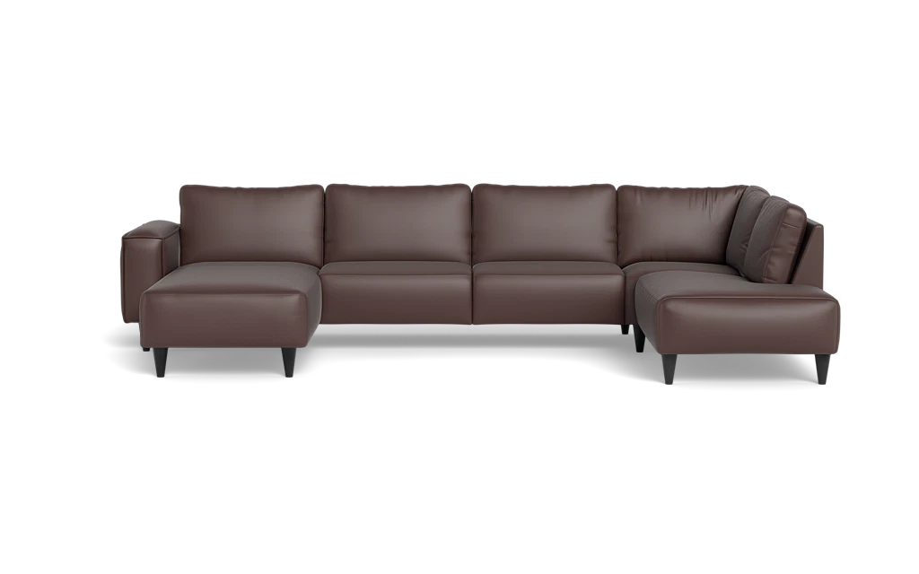 Solution 2701 sofa med chaiselong og open end - Anilux læder - Dark Brown - Venstrevendt