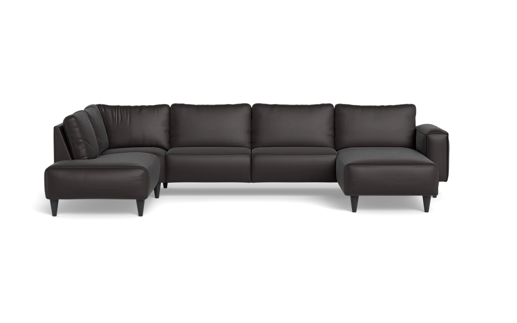 Solution 2701 sofa med chaiselong og open end - Semianilin/spalt læder - Dark Brown - Højrevendt