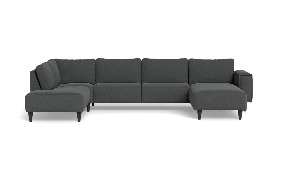 Solution 2701 sofa med chaiselong og open end - Bloq stof - Grey - Højrevendt