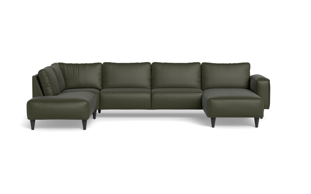 Solution 2701 sofa med chaiselong og open end - Semianilin/spalt læder - Hunter - Højrevendt
