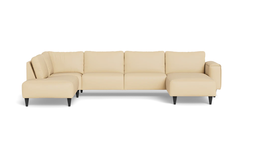 Solution 2701 sofa med chaiselong og open end - Semianilin/spalt læder - Sand - Højrevendt