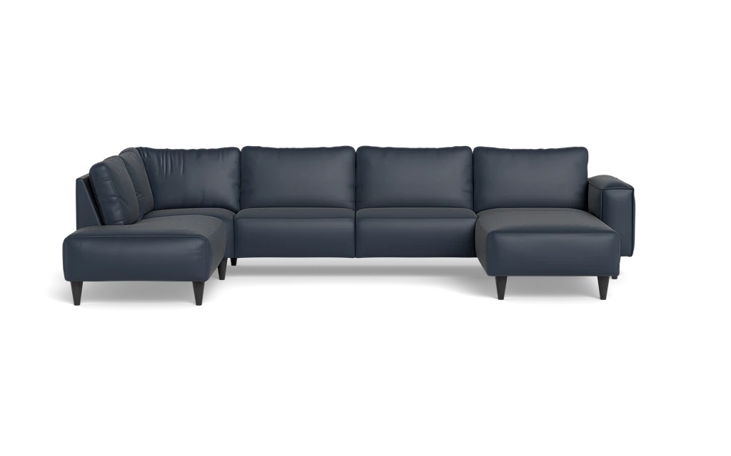 Solution 2701 sofa med chaiselong og open end - Semianilin/spalt læder - Blue - Højrevendt