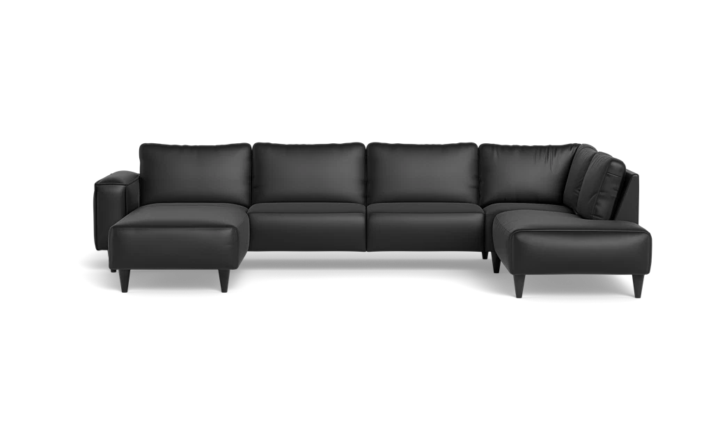 Solution 2701 sofa med chaiselong og open end - Anilux læder - Black - Venstrevendt