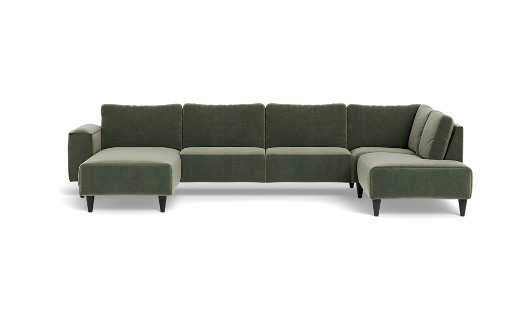 Solution 2701 sofa med chaiselong og open end - Adore velour - Hunter - Venstrevendt