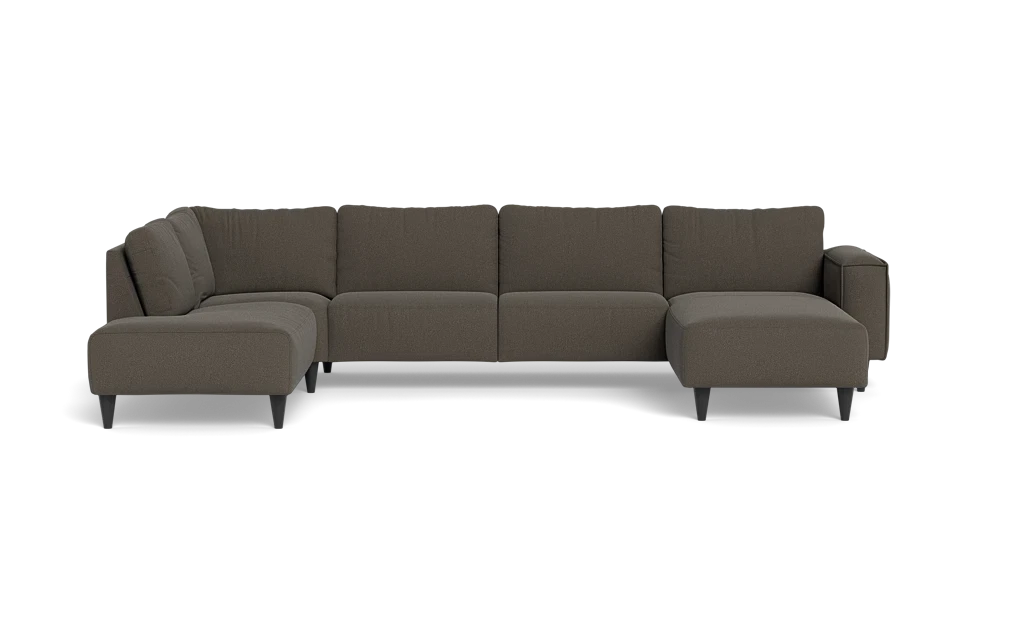 Solution 2701 sofa med chaiselong og open end - Bloq stof - Brown - Højrevendt