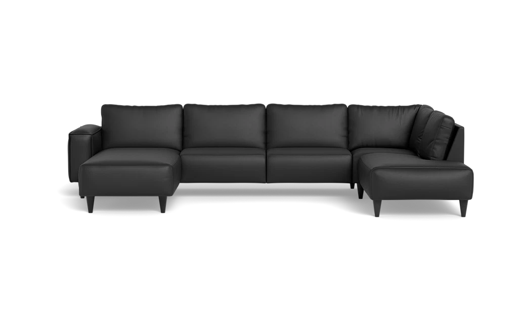 Solution 2701 sofa med chaiselong og open end - Soleda/spalt læder - Black - Venstrevendt
