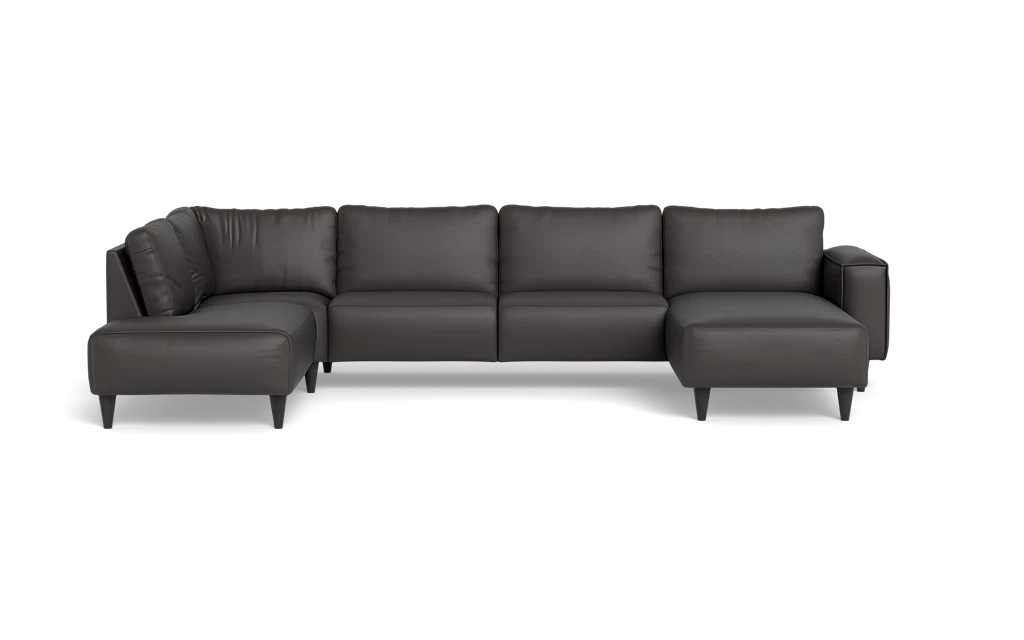 Solution 2701 sofa med chaiselong og open end - Soleda/spalt læder - Dark Brown - Højrevendt