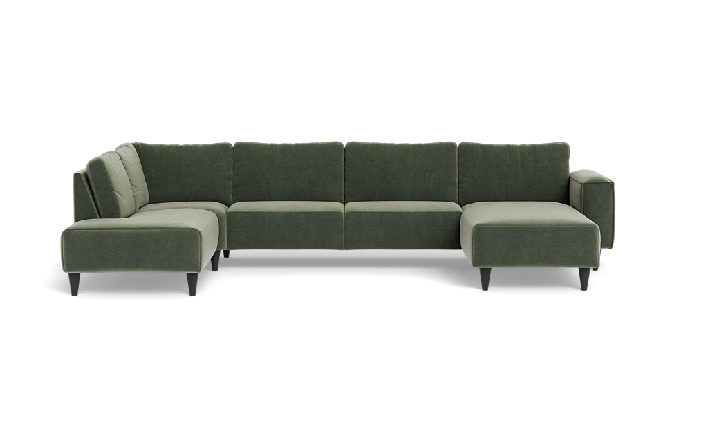Solution 2701 sofa med chaiselong og open end - Adore velour - Hunter - Højrevendt