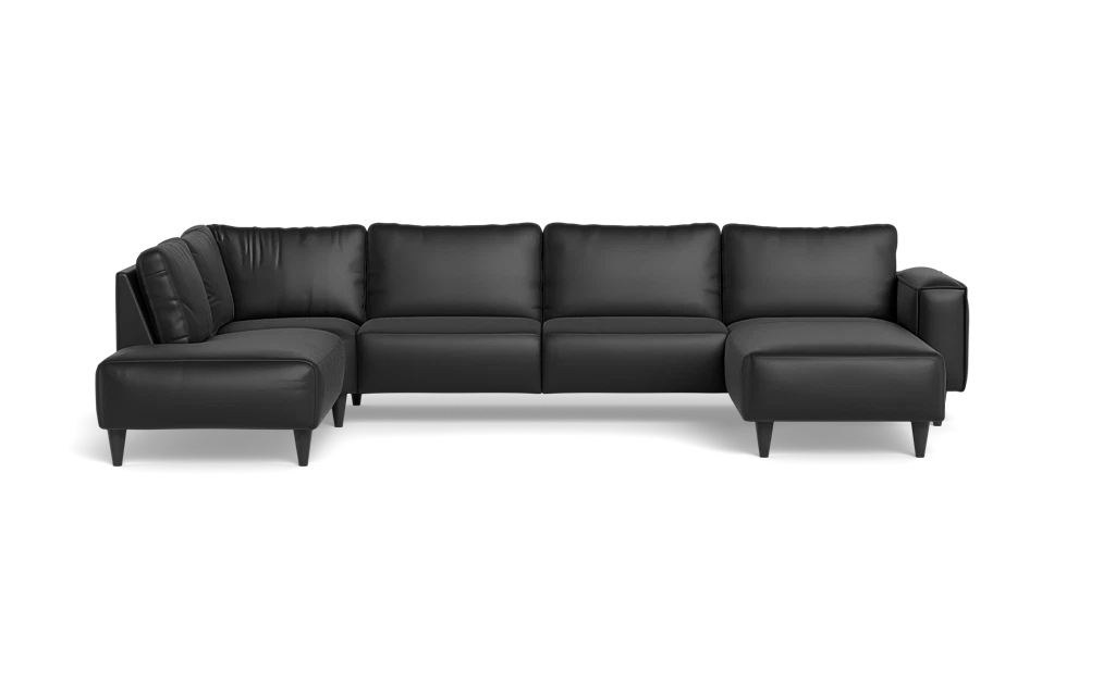 Solution 2701 sofa med chaiselong og open end - Anilux læder - Black - Højrevendt