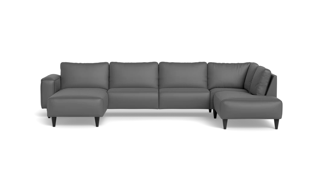 Solution 2701 sofa med chaiselong og open end - Semianilin/spalt læder - Grey - Venstrevendt