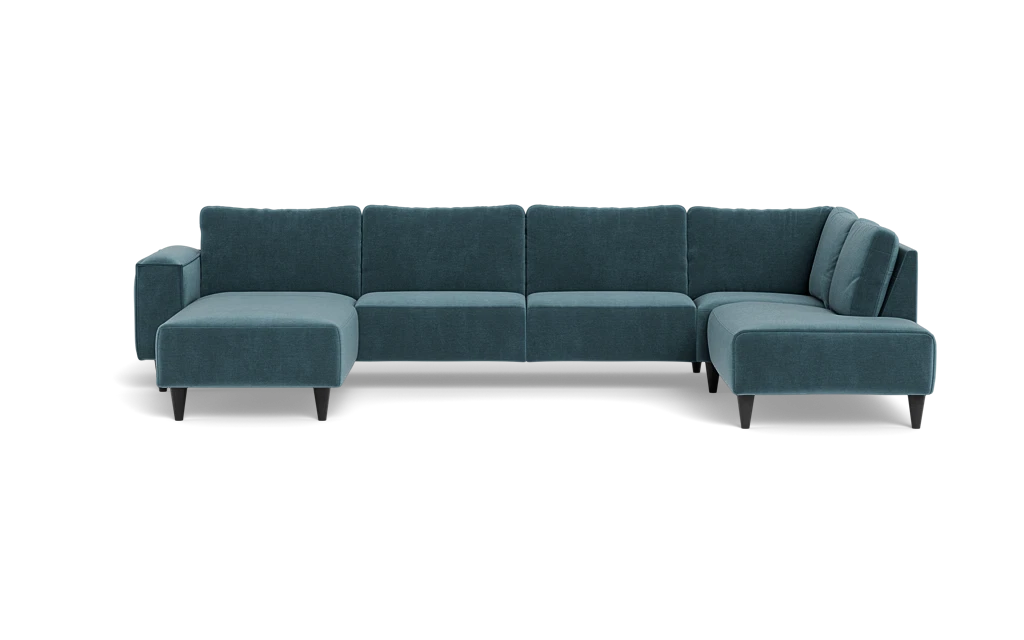 Solution 2701 sofa med chaiselong og open end - Adore velour - Petrol - Venstrevendt