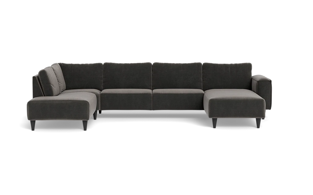 Solution 2701 sofa med chaiselong og open end - Adore velour - Dark Grey - Højrevendt