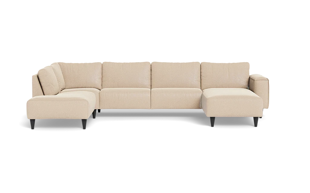 Solution 2701 sofa med chaiselong og open end - Bloq stof - Beige - Højrevendt