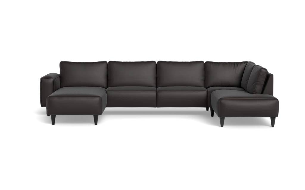 Solution 2701 sofa med chaiselong og open end - Semianilin/spalt læder - Dark Brown - Venstrevendt