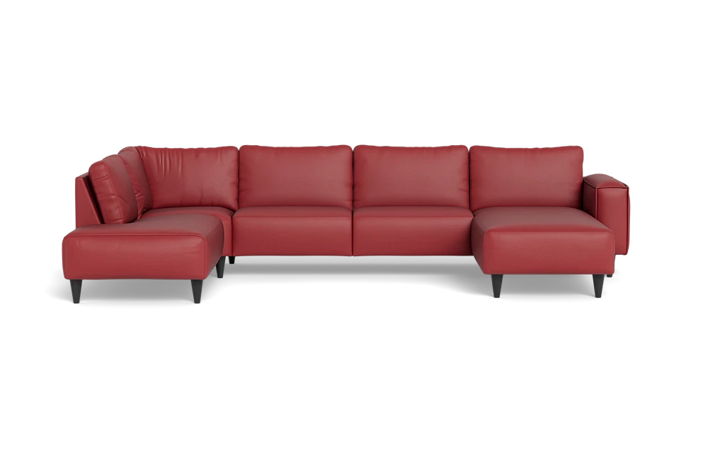 Solution 2701 sofa med chaiselong og open end - Soleda/spalt læder - Red - Højrevendt