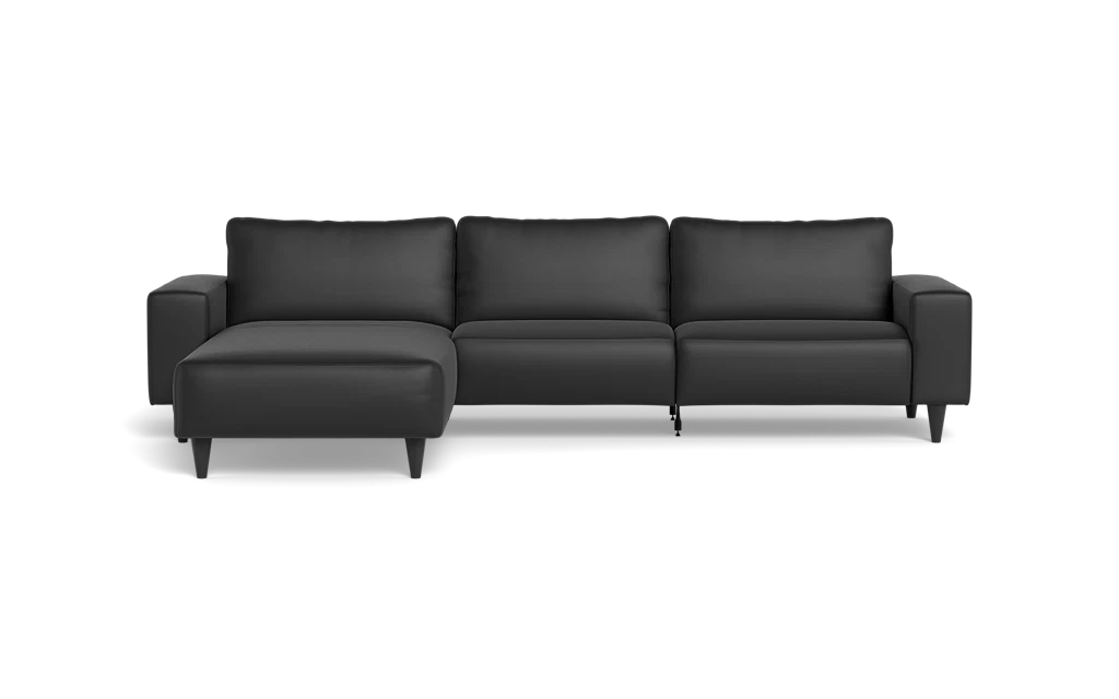 Solution 2701 sofa med chaiselong - Semianilin/spalt læder - Black - Venstrevendt