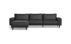 Solution 2701 sofa med chaiselong - Semianilin/spalt læder - Black - Venstrevendt