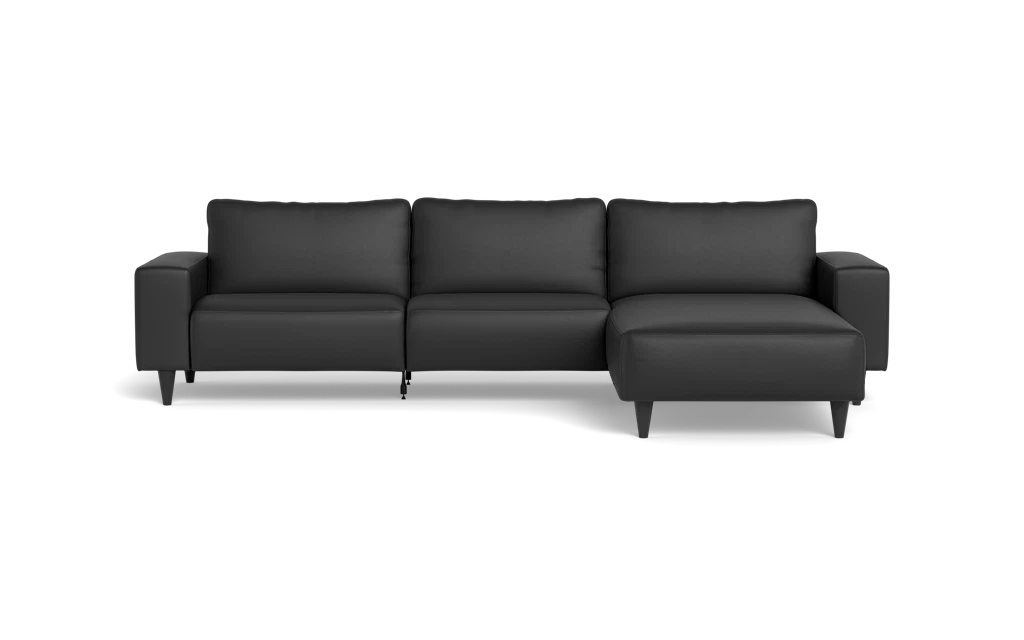 Solution 2701 sofa med chaiselong - Soleda/spalt læder - Black - Højrevendt