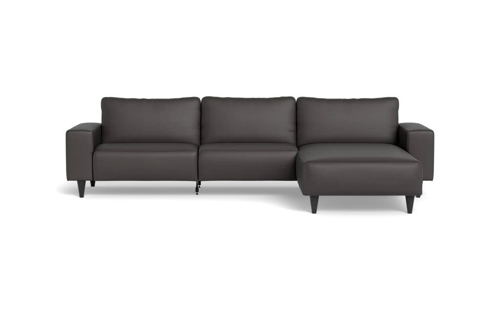 Solution 2701 sofa med chaiselong - Soleda/spalt læder - Dark Brown - Højrevendt