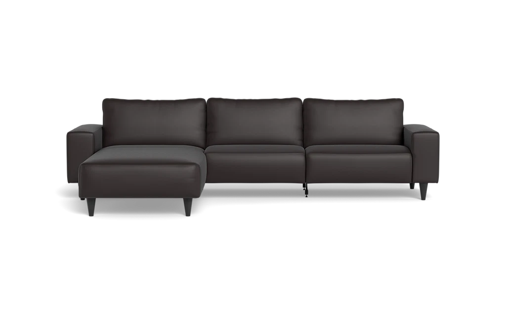 Solution 2701 sofa med chaiselong - Semianilin/spalt læder - Dark Brown - Venstrevendt