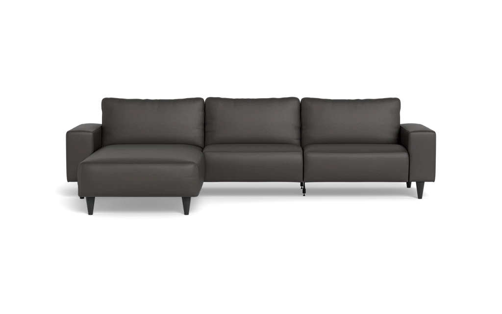 Solution 2701 sofa med chaiselong - Soleda/spalt læder - Dark Brown - Venstrevendt