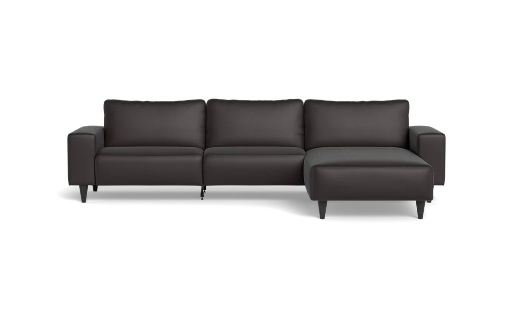 Solution 2701 sofa med chaiselong - Semianilin/spalt læder - Dark Brown - Højrevendt