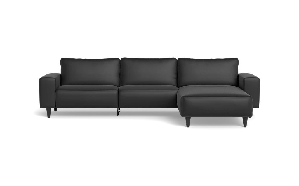 Solution 2701 sofa med chaiselong - Semianilin/spalt læder - Black - Højrevendt
