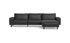 Solution 2701 sofa med chaiselong - Semianilin/spalt læder - Black - Højrevendt