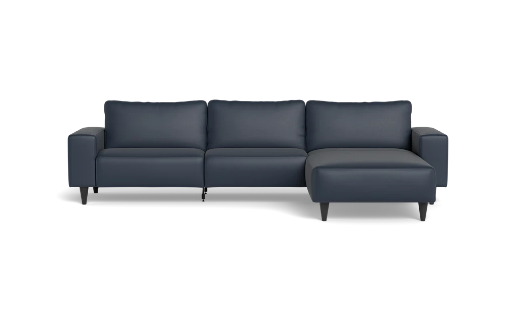 Solution 2701 sofa med chaiselong - Semianilin/spalt læder - Blue - Højrevendt