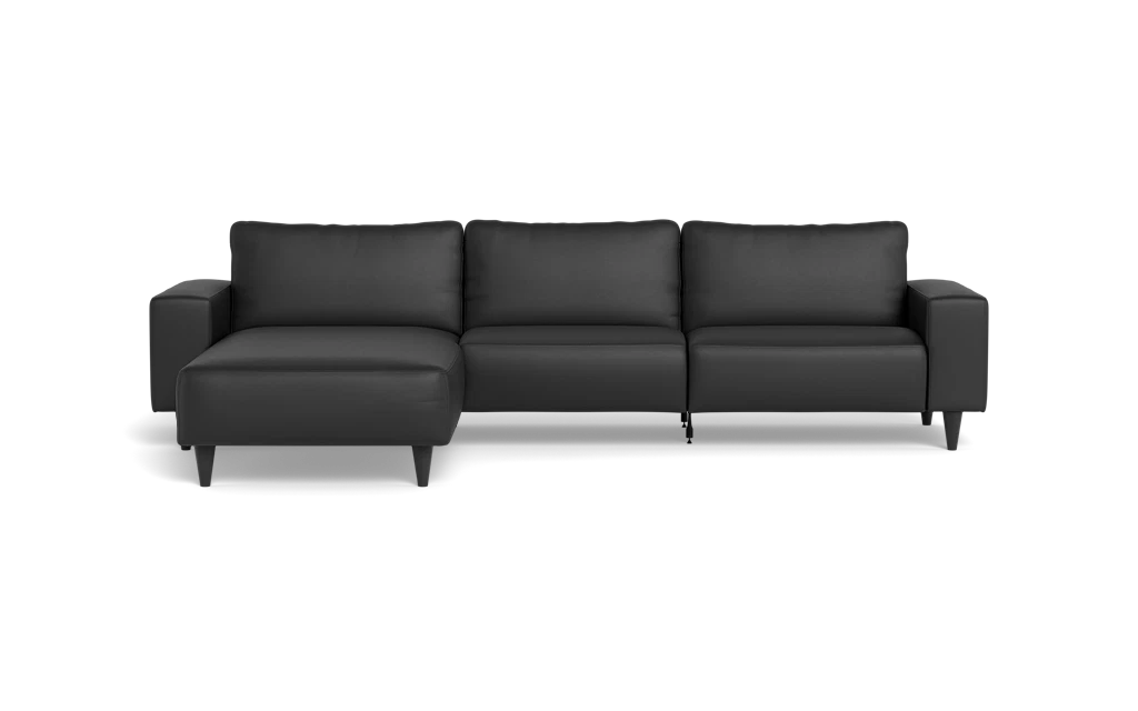 Solution 2701 sofa med chaiselong - Soleda/spalt læder - Black - Venstrevendt