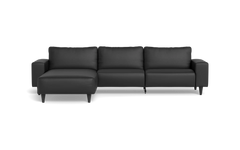 Solution 2701 sofa med chaiselong - Soleda/spalt læder - Black - Venstrevendt