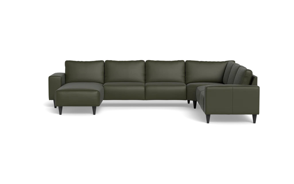 Solution 2701 hjørnesofa med chaiselong - Semianilin/spalt læder - Hunter - Højrevendt