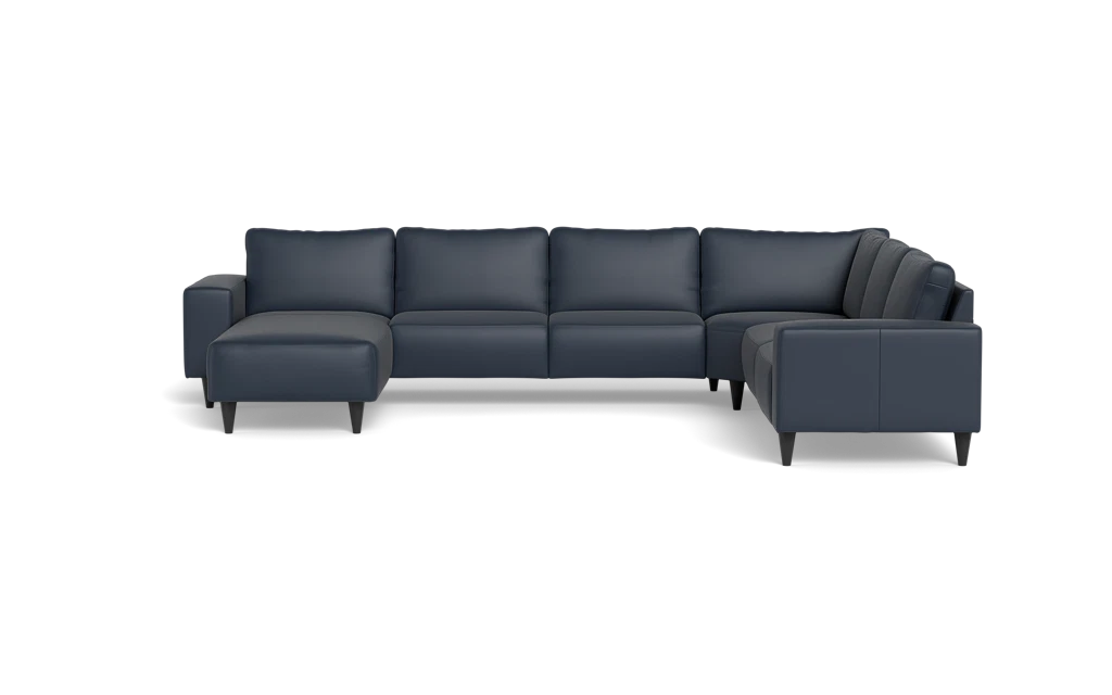 Solution 2701 hjørnesofa med chaiselong - Semianilin/spalt læder - Blue - Højrevendt