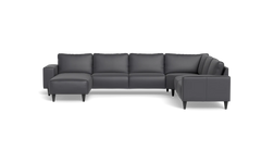 Solution 2701 hjørnesofa med chaiselong - Semianilin/spalt læder - Anthracite - Højrevendt