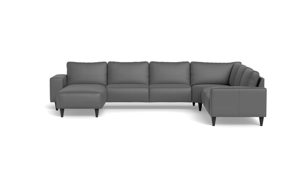 Solution 2701 hjørnesofa med chaiselong - Semianilin/spalt læder - Grey - Højrevendt