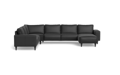 Solution 2701 hjørnesofa med chaiselong - Semianilin/spalt læder - Black - Venstrevendt